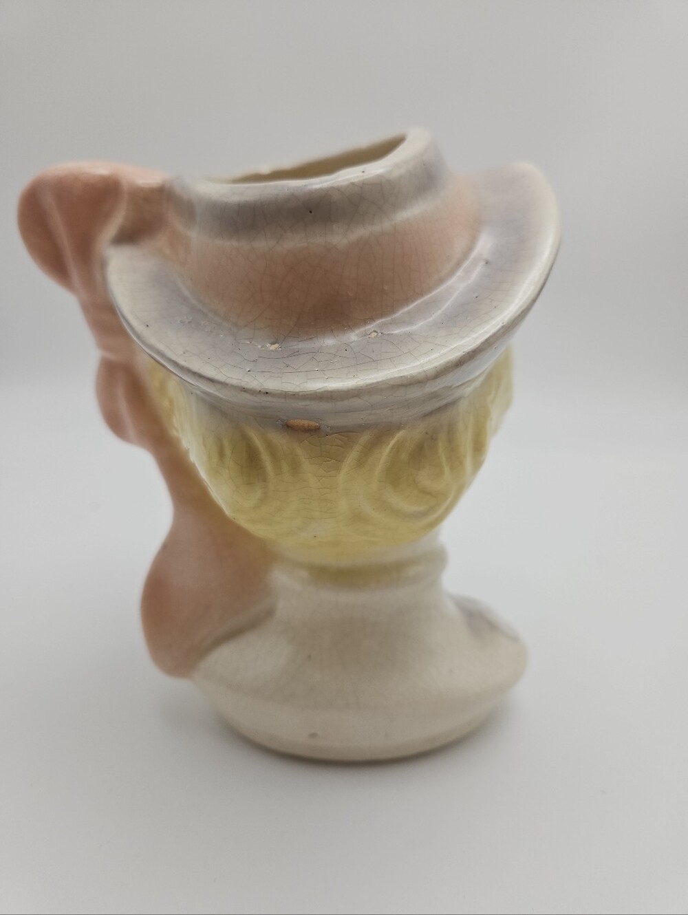 Vintage Lady Head Vase Riding Outfit Hat 6.5" Unmarked - Picture 5 of 9